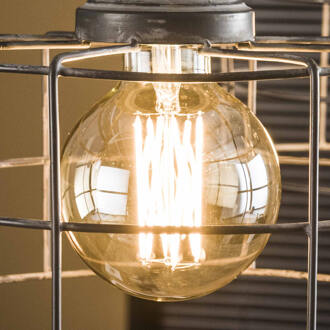 LifestyleFurn Kooldraadlamp 'Bol L' Ø9,5cm, LED E27 / 6W, Goldline, dimbaar Amberkleurig glas