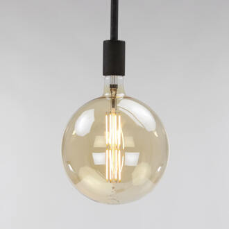 LifestyleFurn Kooldraadlamp 'Bol XXL' Ø20cm, LED E27 / 8W, Goldline, dimbaar Amberkleurig glas