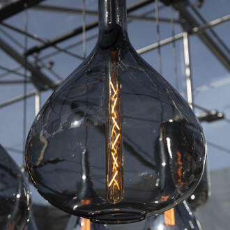 LifestyleFurn Kooldraadlamp 'Buis' 30cm E27 LED 4W goldline , dimbaar Amberkleurig glas