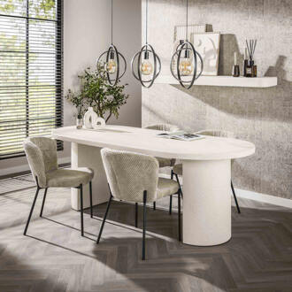 LifestyleFurn Ovale Eettafel 'Macie' Marmercomposiet, 215 x 90cm Marmer composiet