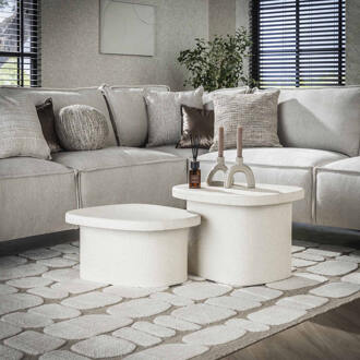 LifestyleFurn Salontafel 'Chari' Organisch, Set van 2 stuks, 57 x 44cm Marmer composiet - 57 x 44 cm