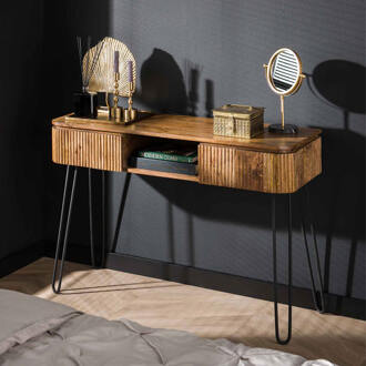 LifestyleFurn Sidetable/Kaptafel 'Sharmila' Mangohout, 110cm Massief mango zandkleur