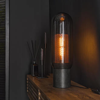 LifestyleFurn Tafellamp 'Jaida', smoke-glas Artic zwart