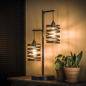 LifestyleFurn Tafellamp 'Kristina' 2-lamps Slate grey