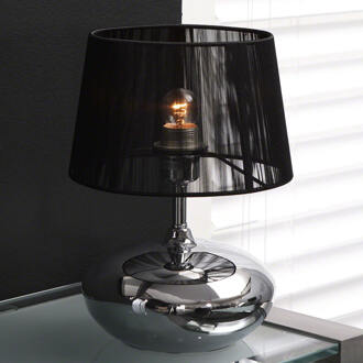 LifestyleFurn Tafellamp 'Takako' 1 Lamps, chroom met zwarte kap