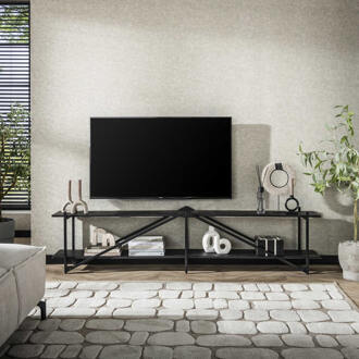 LifestyleFurn TV-meubel 'Jerrod' Liquid metal, 220cm Grijs - 220 cm