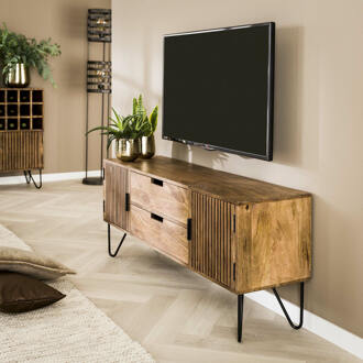 LifestyleFurn TV-meubel 'Twiggy' Mangohout, 135cm Massief mango zandkleur