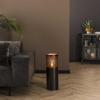 LifestyleFurn Vloerlamp 'Bryston' 60cm hoog, kleur Zwart Nikkel - 60 cm