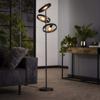 LifestyleFurn Vloerlamp 'Homer' 3-lamps, kleur Charchoal Charcoal