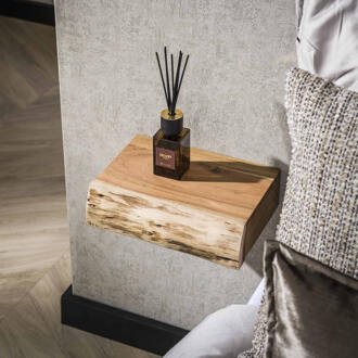 LifestyleFurn Zwevend Nachtkastje 'Hind' XS, Met 1 lade, Acaciahout, Set van 2 stuks Massief acacia naturel - 30 x 20 cm