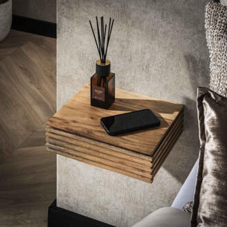 LifestyleFurn Zwevend Nachtkastje 'Tamia' Acaciahout, Met lade, Set van 2 stuks Massief acacia naturel