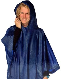 Lifetime Blauwe regenponcho met capuchon voor volwassenen - Regenponcho's
