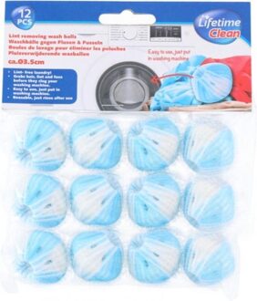 Lifetime Clean Wasballen Pluisverwijder Blauw/wit 12 Stuks