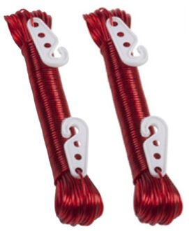 Lifetime Clean Waslijn - 2x - 20 meter - PVC - rood - drooglijn / waslijndraad - wasgoed ophangen - met 2 haakjes