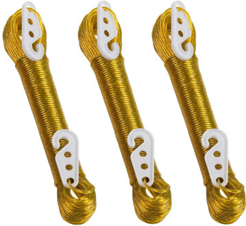 Lifetime Clean Waslijn - 3x - 20 meter - PVC - goudgeel - drooglijn / waslijndraad - wasgoed ophangen - met 2 haakj