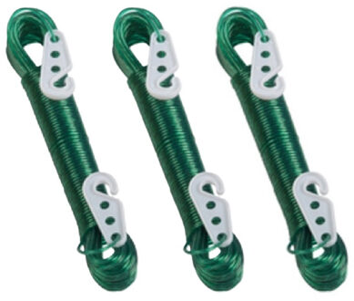 Lifetime Clean Waslijn - 3x - 20 meter - PVC - groen - drooglijn / waslijndraad - wasgoed ophangen - met 2 haakjes