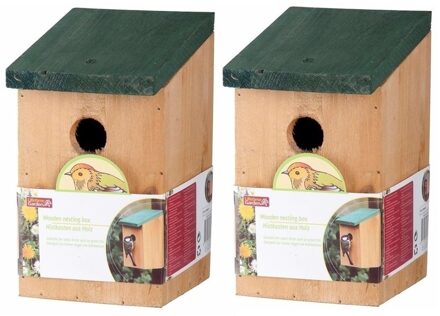 Lifetime Garden 2x Vogelhuisjes houten nestkastje 22 cm - Vogelhuisjes Multikleur