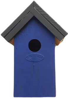 Lifetime Garden Houten vogelhuisje/nestkastje 22 cm - zwart/blauw Dhz schilderen pakket