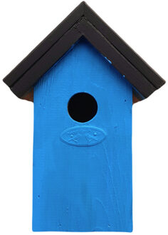 Lifetime Garden Houten vogelhuisje/nestkastje 22 cm - zwart/lichtblauw Dhz schilderen pakket