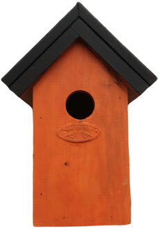 Lifetime Garden Houten Vogelhuisje/nestkastje 22 Cm - Zwart/oranje Dhz Schilderen Pakket - Vogelhuisjes Multikleur
