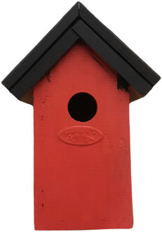 Lifetime Garden Houten vogelhuisje/nestkastje 22 cm - zwart/rood Dhz schilderen pakket