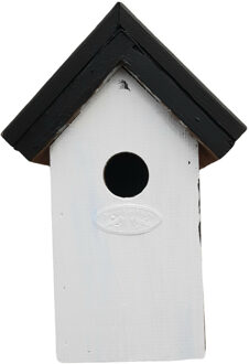 Lifetime Garden Houten vogelhuisje/nestkastje 22 cm - zwart/wit DHZ schilderen pakket - Vogelhuisjes Multikleur