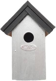 Lifetime Garden Houten vogelhuisje/nestkastje 22 cm - zwart/zilvergrijs Dhz schilderen pakket