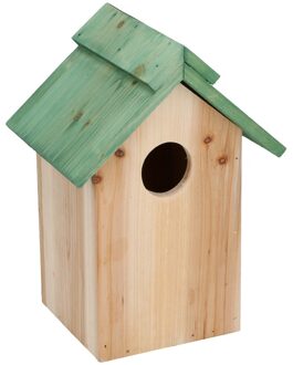 Lifetime Garden Houten vogelhuisje/nestkastje met groen dak 24 cm