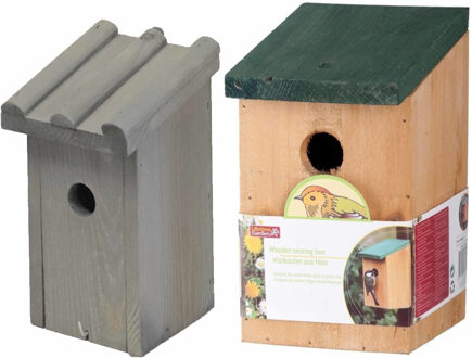 Lifetime Garden Nestkastjes/vogelshuisjes set van 2x stuks voor tuinvogels
