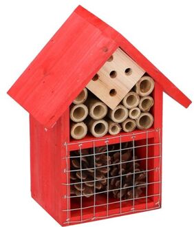 Lifetime Garden Rood huisje voor insecten 19 cm vlinderhuis/bijenhuis/wespenhotel - Insectenhotel