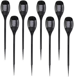 Lifetime Garden Solar LED tuinfakkels - 8x - zwart - 77 cm - Tuinverlichting