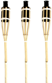 Lifetime Garden Tuinfakkels voor lampenolie - 6x stuks - 60 cm - bamboe hout - buiten - navulbaar