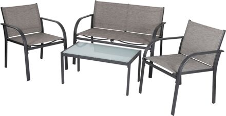 Lifetime Garden Tuinset - Parijs Loungeset - 4 Stuks - Tuinstoelen, Loveseat en Tafel - Rotan - Grijs