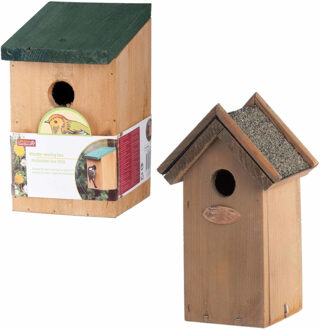 Lifetime Garden Voordeelset van 2x stuks houten vogelhuisjes/nestkastjes