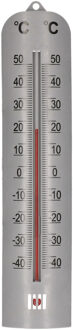 Lifetime Garden zon/Schaduw thermometer zilver voor buiten 27 cm kunststof - Buitenthermometers Zilverkleurig