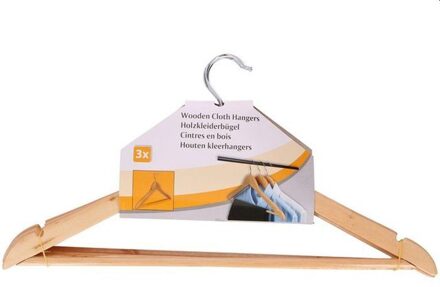 Lifetime Non-Branded kledinghanger 45 x 24 cm hout blank 3 stuks Beige