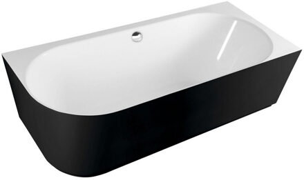 Ligbad Polysan Sussi Gegoten Marmer 160x70x49,5 cm Asymmetrisch Rechts Zwart / Wit