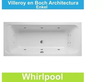 Ligbad Villeroy & Boch Architectura 180x80 cm Balboa Whirlpool systeem Enkel Villeroy en Boch