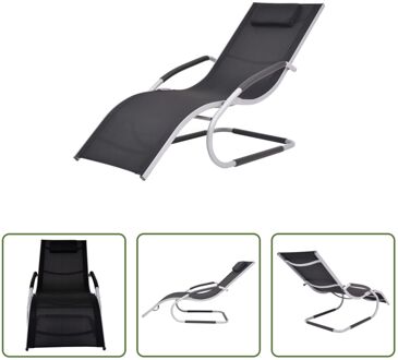 Ligbed - Ergonomisch ontworpen - Aluminium frame - Textileen stoffen zitting - Weerbestendig - 62 x Zwart