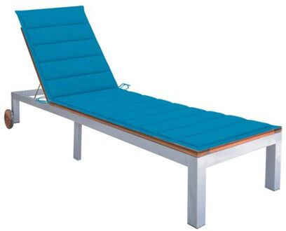 Ligbed Houten Tuin - 207x70cm - 4 standen verstelbaar Blauw