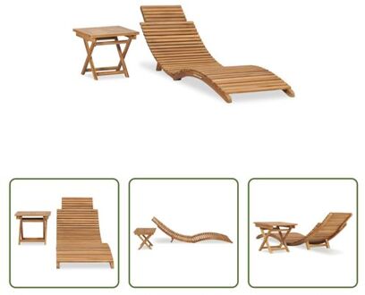 Ligbed - Loungebed - Hout - Teakhout - Ergonomisch ontwerp - Weerbestendig Bruin