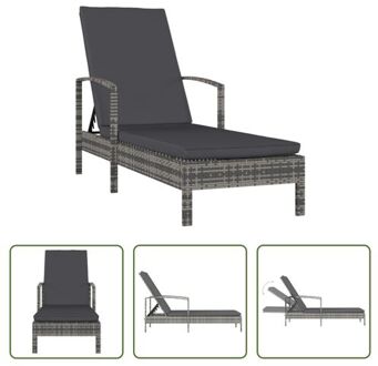 Ligbed - PE-rattan - 195 x 68 x 95 cm - Grijs