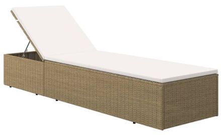 Ligbed poly rattan bruin en crèmewit