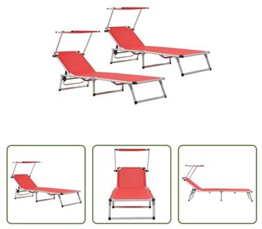 Ligbed - Rood - 186 x 58 x (75-105) cm - Verstelbaar - Inklapbaar