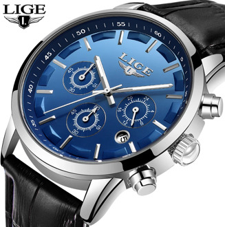LIGE 2020 New Mens Watches Top Brand Luxury Leather Casual Quartz Watch Men Sport Waterproof Clock Black Watch Relogio Masculino