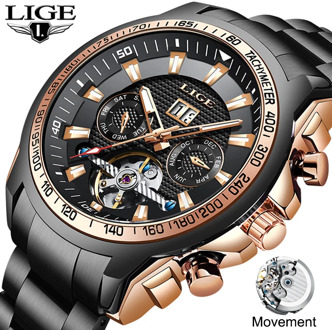 LIGE 2020 New Military Mens Watches Top Brand Luxury Automatic Mechanical Clocks Sport Watch For Man Tourbillon Wrist Watch Army