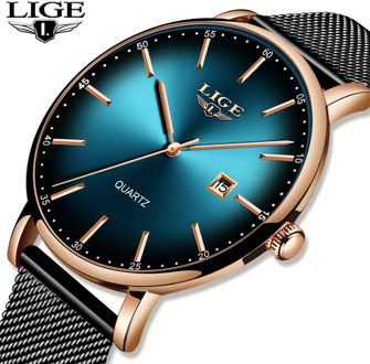 LIGE 2020 New Women Watch Top Brand Luxury Ladies Mesh Belt Ultra-thin Watch Stainless Steel Waterproof Quartz Watch Reloj Mujer