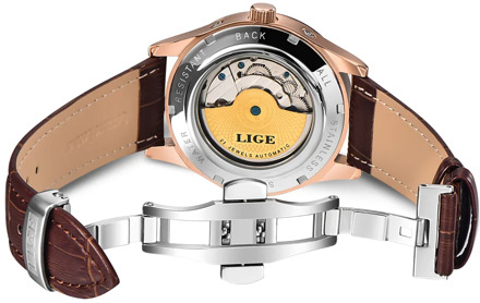 LIGE Brand Retro Wristwatch Automatic Mechanical Watch Tourbillon Sport Clock Leather Casual Business Men Watches Relojes Hombre