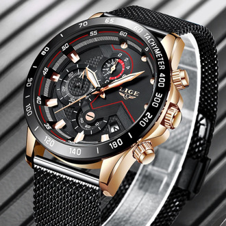 LIGE Fashion Mens Watches Top Brand Luxury Quartz Watch Men Sport Chronograph Stainless Steel Waterproof Watch Relogio Masculino