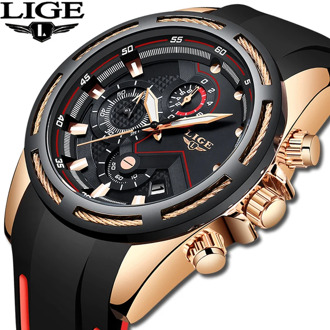 LIGE Fashion Mens Watches Top Brand Luxury Silicone Sports Watch Men Quartz Date Clock Waterproof Wristwatches Relogio Masculino